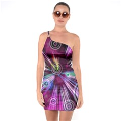 Fractal Circles Abstract One Soulder Bodycon Dress