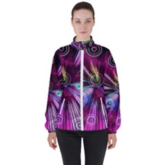 Fractal Circles Abstract High Neck Windbreaker (women)