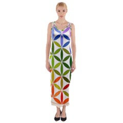 Mandala Rainbow Colorful Reiki Fitted Maxi Dress