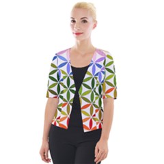 Mandala Rainbow Colorful Reiki Cropped Button Cardigan by Pakrebo