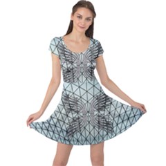 Graphic Pattern Wing Art Cap Sleeve Dress by Pakrebo