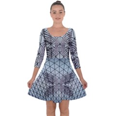 Graphic Pattern Wing Art Quarter Sleeve Skater Dress by Pakrebo