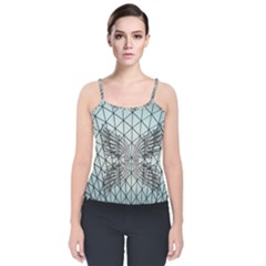 Graphic Pattern Wing Art Velvet Spaghetti Strap Top by Pakrebo