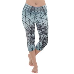 Graphic Pattern Wing Art Lightweight Velour Capri Yoga Leggings by Pakrebo