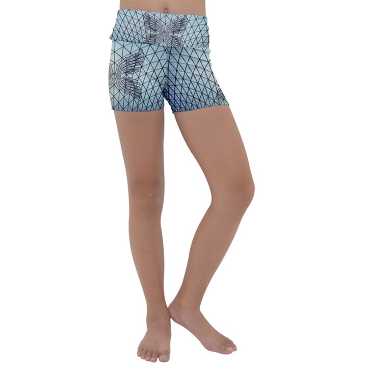 Graphic Pattern Wing Art Kids  Lightweight Velour Yoga Shorts