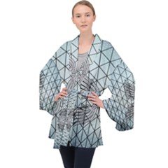 Graphic Pattern Wing Art Velvet Kimono Robe by Pakrebo