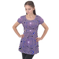 Illusion Head Idea Irritation Puff Sleeve Tunic Top by Pakrebo