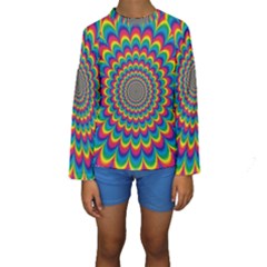 Psychedelic Colours Vibrant Rainbow Kids  Long Sleeve Swimwear by Pakrebo