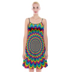 Psychedelic Colours Vibrant Rainbow Spaghetti Strap Velvet Dress by Pakrebo