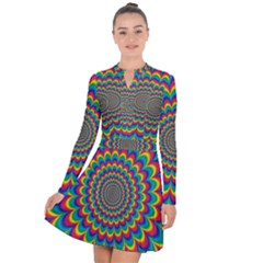 Psychedelic Colours Vibrant Rainbow Long Sleeve Panel Dress by Pakrebo