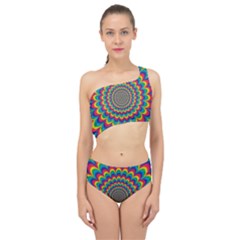 Psychedelic Colours Vibrant Rainbow Spliced Up Two Piece Swimsuit by Pakrebo