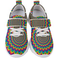 Psychedelic Colours Vibrant Rainbow Kids  Velcro Strap Shoes