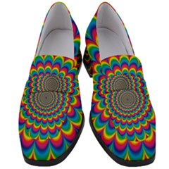 Psychedelic Colours Vibrant Rainbow Women s Chunky Heel Loafers