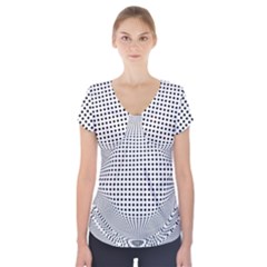 Illusion Form Shape Curve Design Short Sleeve Front Detail Top by Pakrebo