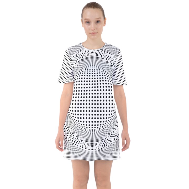 Illusion Form Shape Curve Design Sixties Short Sleeve Mini Dress