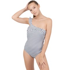 Illusion Form Shape Curve Design Frilly One Shoulder Swimsuit by Pakrebo