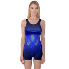 Light Shining Blue Frequency Sine One Piece Boyleg Swimsuit by Pakrebo