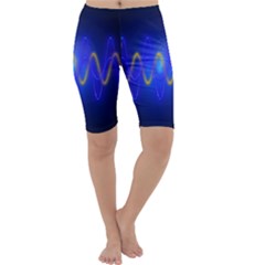 Light Shining Blue Frequency Sine Cropped Leggings  by Pakrebo