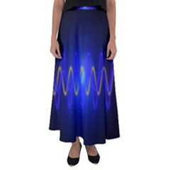 Light Shining Blue Frequency Sine Flared Maxi Skirt by Pakrebo