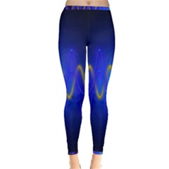 Light Shining Blue Frequency Sine Inside Out Leggings by Pakrebo