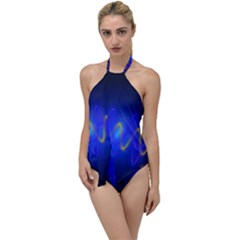 Light Shining Blue Frequency Sine Go With The Flow One Piece Swimsuit by Pakrebo