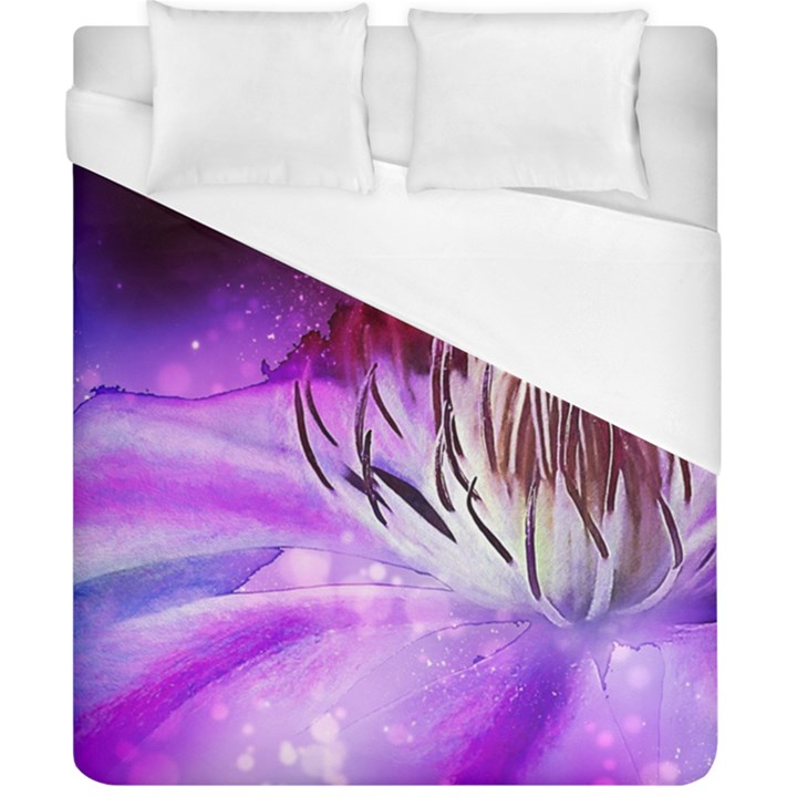 Clematis Structure Close Up Blossom Duvet Cover (California King Size)