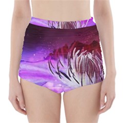 Clematis Structure Close Up Blossom High-waisted Bikini Bottoms by Pakrebo