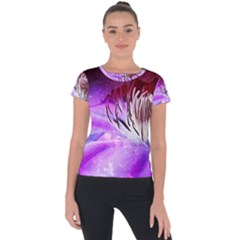 Clematis Structure Close Up Blossom Short Sleeve Sports Top  by Pakrebo