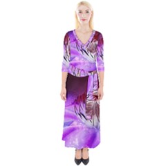 Clematis Structure Close Up Blossom Quarter Sleeve Wrap Maxi Dress by Pakrebo