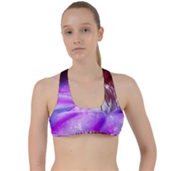 Clematis Structure Close Up Blossom Criss Cross Racerback Sports Bra by Pakrebo