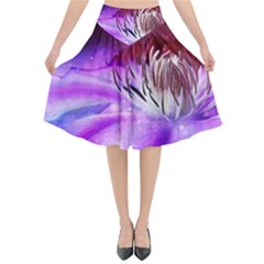 Clematis Structure Close Up Blossom Flared Midi Skirt by Pakrebo