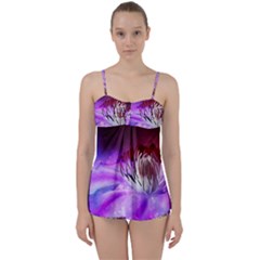 Clematis Structure Close Up Blossom Babydoll Tankini Set by Pakrebo