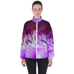 Clematis Structure Close Up Blossom High Neck Windbreaker (women) by Pakrebo