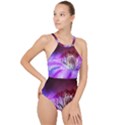 Clematis Structure Close Up Blossom High Neck One Piece Swimsuit View1