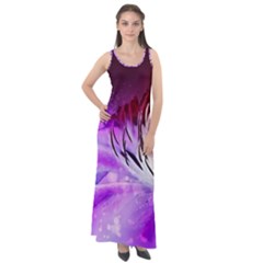 Clematis Structure Close Up Blossom Sleeveless Velour Maxi Dress