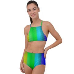 Lines Rainbow Colors Spectrum Color High Waist Tankini Set by Pakrebo