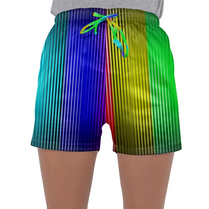 Lines Rainbow Colors Spectrum Color Sleepwear Shorts