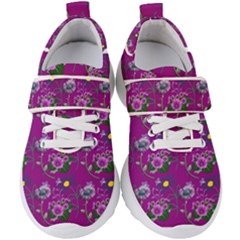 Flower Background Wallpaper Kids  Velcro Strap Shoes by Pakrebo