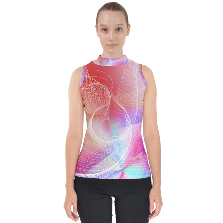 Background Nebulous Fog Rings Mock Neck Shell Top