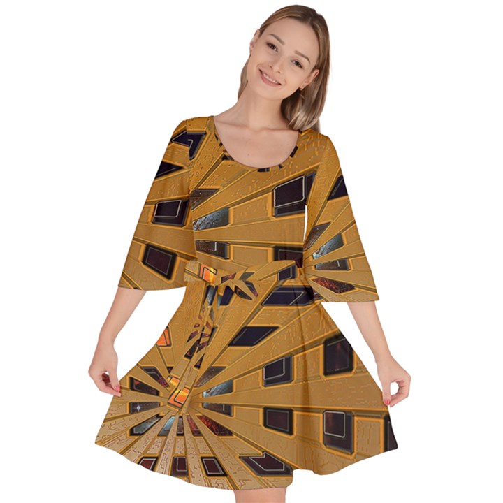 Graphics Assembly Transformation Velour Kimono Dress