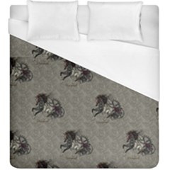 Awesome Steampunk Horse With Wings, Wonderful Pattern Duvet Cover (king Size) by FantasyWorld7