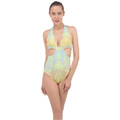 Wallpaper Scrapbook Paisley Halter Front Plunge Swimsuit