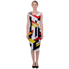 Maze Illusion Drawing Vector Sleeveless Pencil Dress