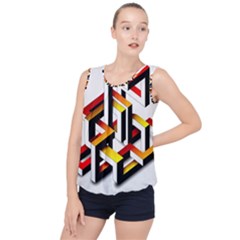 Maze Illusion Drawing Vector Bubble Hem Chiffon Tank Top