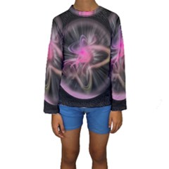 Stress Fractal Round Ball Light Kids  Long Sleeve Swimwear by Pakrebo