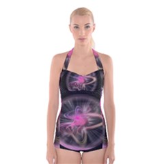 Stress Fractal Round Ball Light Boyleg Halter Swimsuit  by Pakrebo