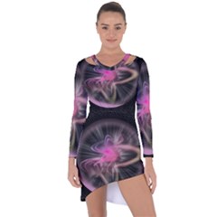 Stress Fractal Round Ball Light Asymmetric Cut-out Shift Dress by Pakrebo