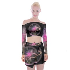 Stress Fractal Round Ball Light Off Shoulder Top With Mini Skirt Set by Pakrebo