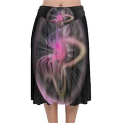 Stress Fractal Round Ball Light Velvet Flared Midi Skirt by Pakrebo