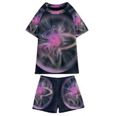 Stress Fractal Round Ball Light Kids  Swim Tee And Shorts Set